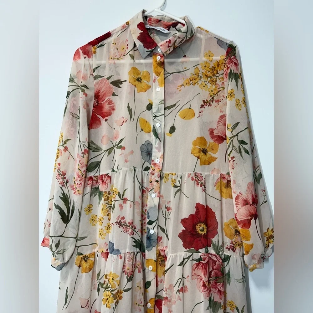 Blogger’s Favourite Zara Floral Print Maxi Shirt Dress size S - Picture 14 of 16